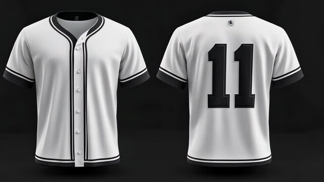 Customizable white baseball jersey design featuring number eleven for sports teams and casual wear