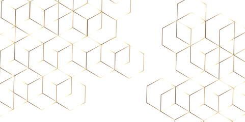 Abstract hexagon white background with shadow .golden background Futuristic blue neon honeycombs. Modern technology design. Vector illustration.	
