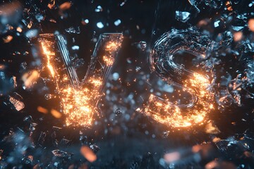 Versus battle background. Metal rusty letters VS with sparks for esports protests, competitions, tournaments, matches, mma, boxing. Dark versus battle banner with 3D rusty VS letters. Vector banner
