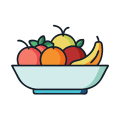 fruit bowl icon, fruit bowl vector icon, fruit bowl flat illustration.
