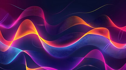 Obraz premium A wavy, abstract digital art with layered, curved lines of bright colors, flowing smoothly like a vibrant liquid prominent colors transition