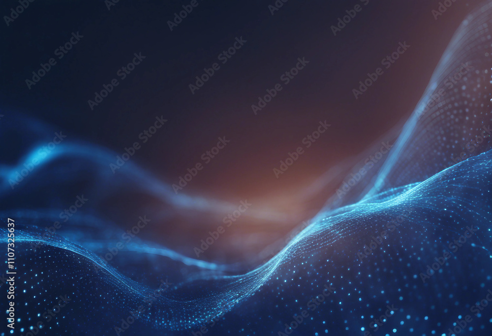 Poster abstract blue plexus wave with glowing dots in motion background 4k