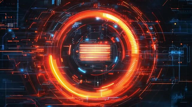 Abstract Digital Network with Glowing Circular Hub