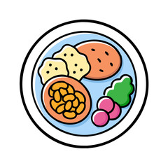 healthy meal plate icon, healthy meal plate vector icon, healthy meal plate flat illustration.