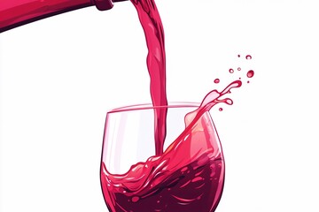 Pouring of Red Wine with Deep Splash