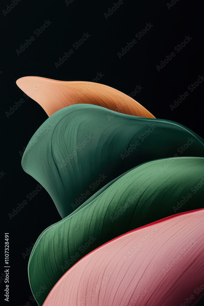 Poster captivating abstract design of multicolored petals showcasing nature-inspired patterns and vibrant t