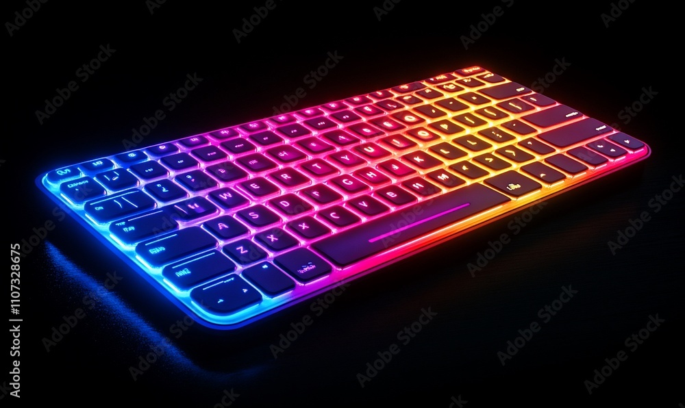 Poster a vibrant, illuminated keyboard showcasing colorful backlighting.