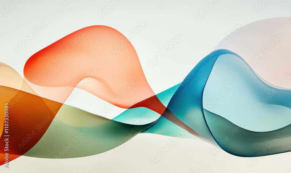 Poster vibrant abstract wave forms: a dynamic dance of colors and curves in fluid motion capturing the esse