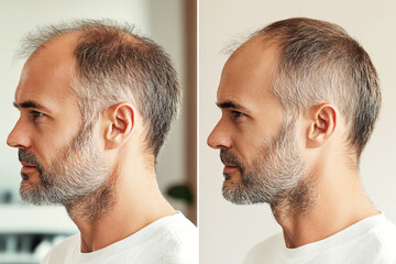 Obraz premium Before and After Hair Regrowth Comparison for Male Patient