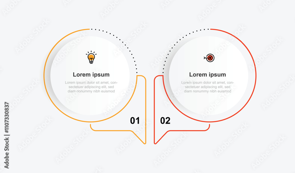 Poster 2 step line circle infographic vector element. 
