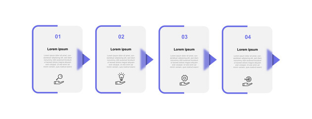 Design template vector infographic with 4 step model square and glassmorp concept suitable for workflow, presentation and business information 