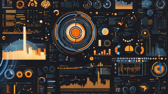 Abstract Data Visualization with Orange and Blue Color Scheme