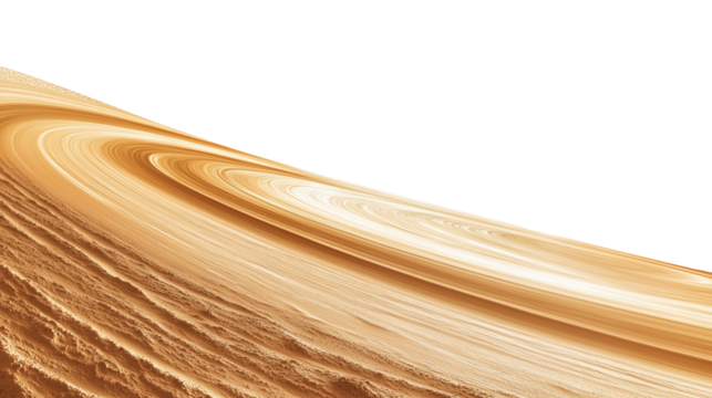 Saturn planet surface isolated on transparent background with copy space for text