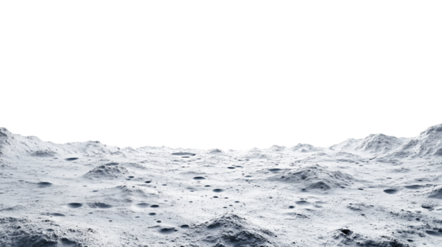 Ceres or Moon planet surface isolated on transparent background with copy space for text