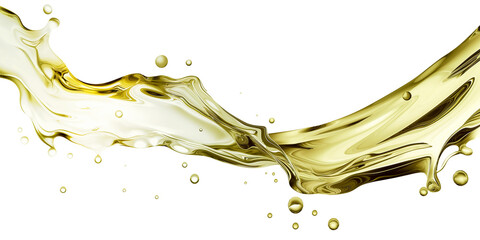 Fototapeta premium splashing olive oil liquid, flowing fluid oil isolated on transparent PNG background. cutout