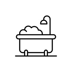 Bathtub outline icons, minimalist vector illustration ,simple transparent graphic element .Isolated on white background