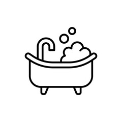 Bathtub outline icons, minimalist vector illustration ,simple transparent graphic element .Isolated on white background