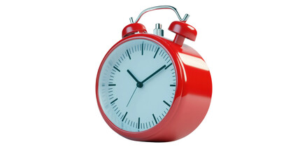 Red alarm clock showing time on transparent background