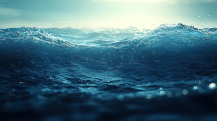 Fototapeta premium Tranquil ocean waves with sunlight reflecting on the water surface.
