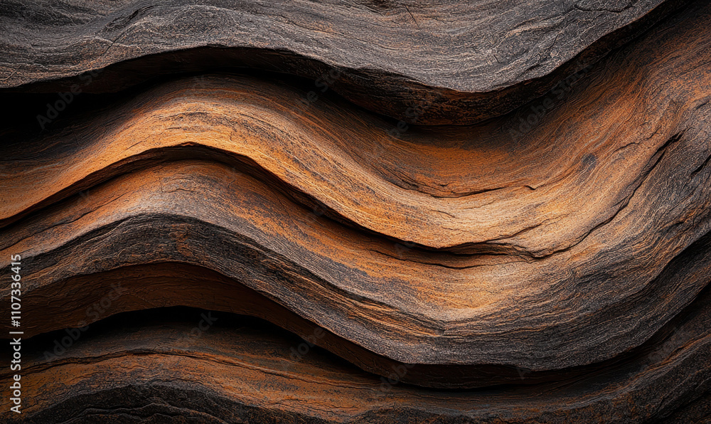 Poster exploring the intricate natural patterns and layers of sedimentary rock formations in a stunning geo