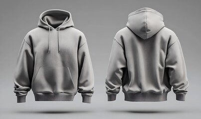 Grey Hoodie Sweatshirt Mockup Front And Back View