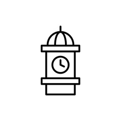 Clock tower outline icons, minimalist vector illustration ,simple transparent graphic element .Isolated on white background