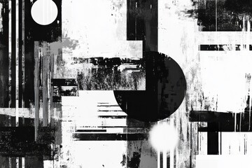 Obraz premium Vintage grunge black-and-white collage background showcasing diverse textures and shapes