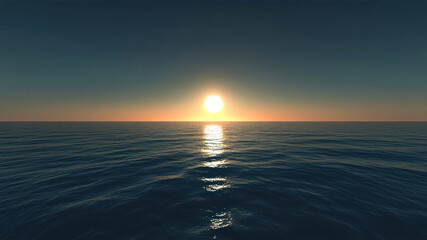 Obraz premium Peaceful Ocean at Sunset With Gentle Waves Reflecting the Warm Hues of the Sky