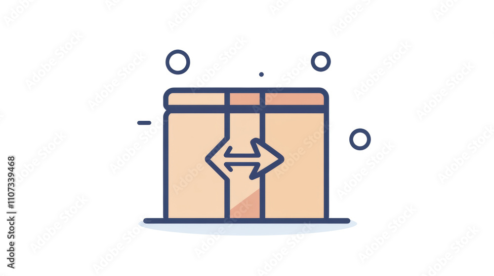 Poster shipping box with double arrow exchange icon on transparent background