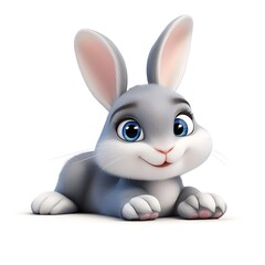 Obraz premium Charming 3D Rabbit, Charming Isolated Bunny on White Background