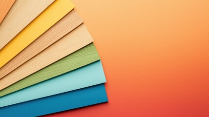 Graphic customization for digital printing. A vibrant gradient background featuring layered colored paper in various shades, creating a visually appealing and artistic effect.
