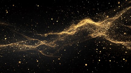 Fototapeta premium sparkler traced 2025 digits, floating golden particles, light painting technique, deep black background, firework spray effect, motion capture photography, ethereal light trails