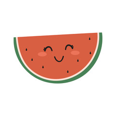 Cute slice watermelon cartoon illustration