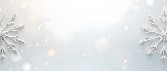 Elegant Silver Snowflakes on a Clean White Background, Winter Holiday Concept