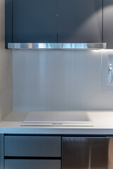 interior of the modern kitchen in the apartment