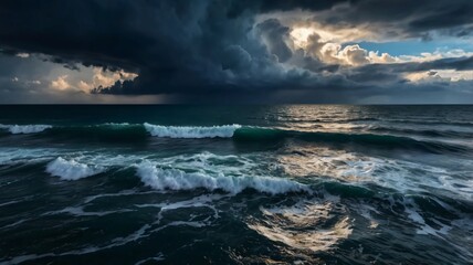 Fototapeta premium dark and dramatic stormy clouds over sea