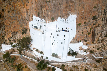 Panagia Chozoviotiss, Felsenkloster auf der griechischen Kykladen Insel Amorgos, zweitälteste Kloster Griechenlands, Amorgos, Griechenland, Europa