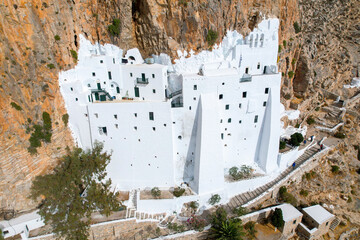 Panagia Chozoviotiss, Felsenkloster auf der griechischen Kykladen Insel Amorgos, zweitälteste Kloster Griechenlands, Amorgos, Griechenland, Europa
