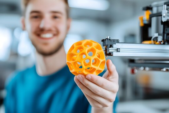 A man is holding a yellow object in his hand