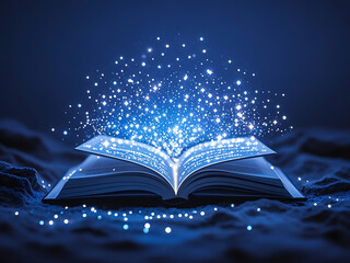 glowing stars from an open book

