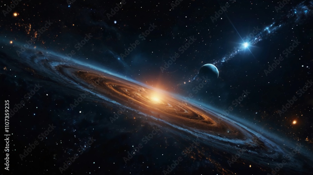 Wall mural stars and flight through space. green and shining nebula. artistic concept 3d illustration for space