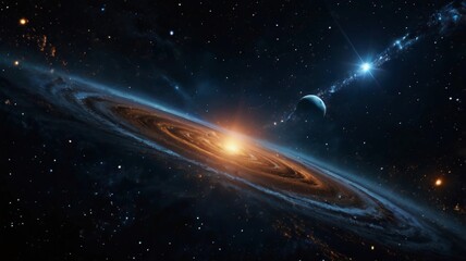 Obraz premium stars and flight through space. Green and shining nebula. artistic concept 3D illustration for space exploration and science fiction.