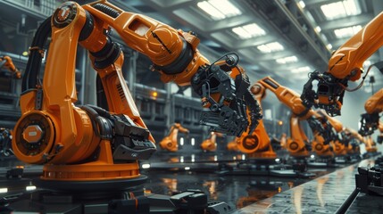 A team of autonomous robots diligently work together to assemble and lift large prefabricated pieces into place.