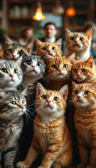 Fototapeta premium Charming kittens gathered together radiating cuteness in a warm, inviting space.