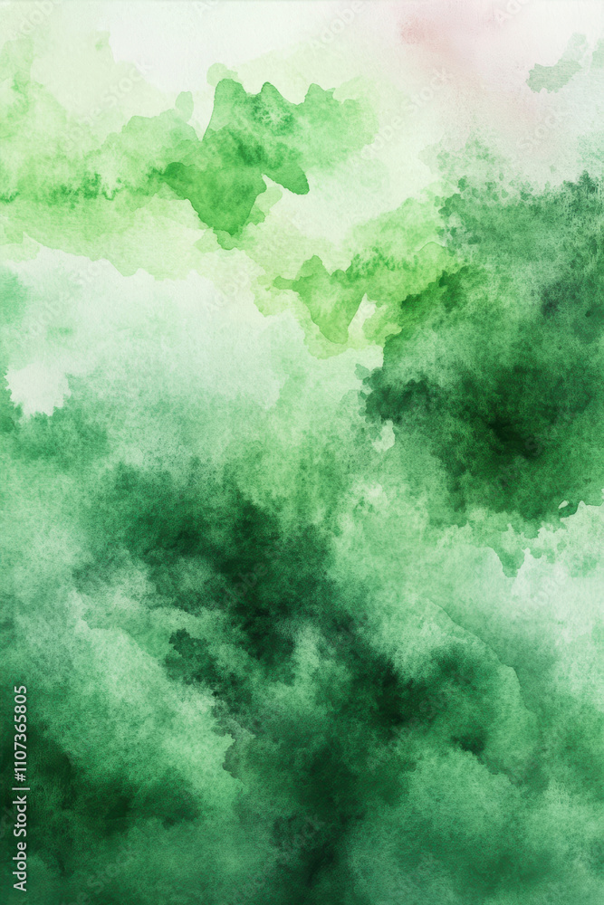 Poster soft green watercolor background featuring cloud-like patterns for artistic use