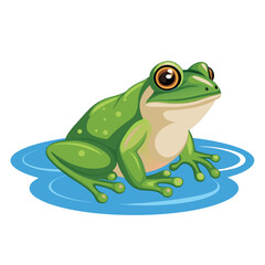 Fototapeta premium a frog sitting on the ground vector art illustration