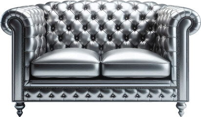 Obraz premium silver color a classic Button Tufted Leather Sofa with a white background-3.eps
