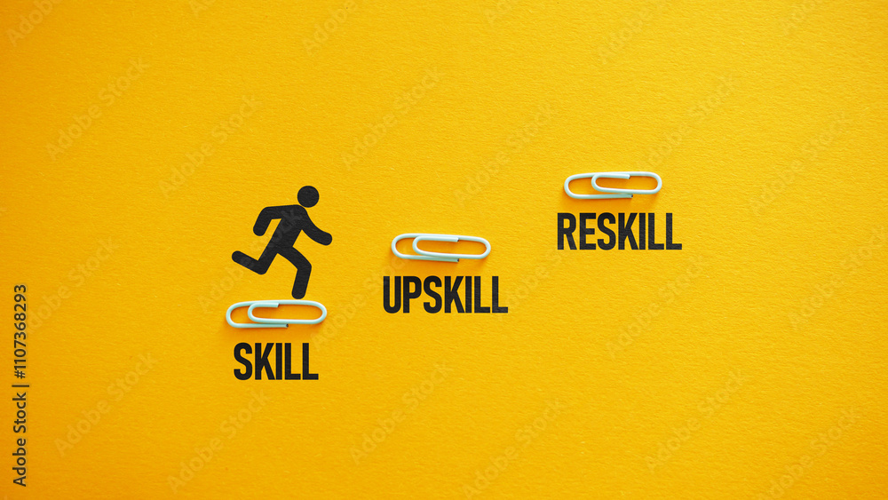 Poster upskilling and personal development concept. skill, upskill and reskill