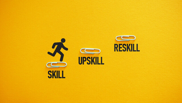 Upskilling and personal development concept. Skill, upskill and reskill