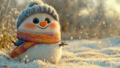 Obraz premium Cute snowman winter scene